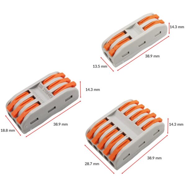 Kích thước Cút nối nhanh dây điện PCT-2-3-5